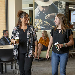 photo of a student and career advisor in rike hall