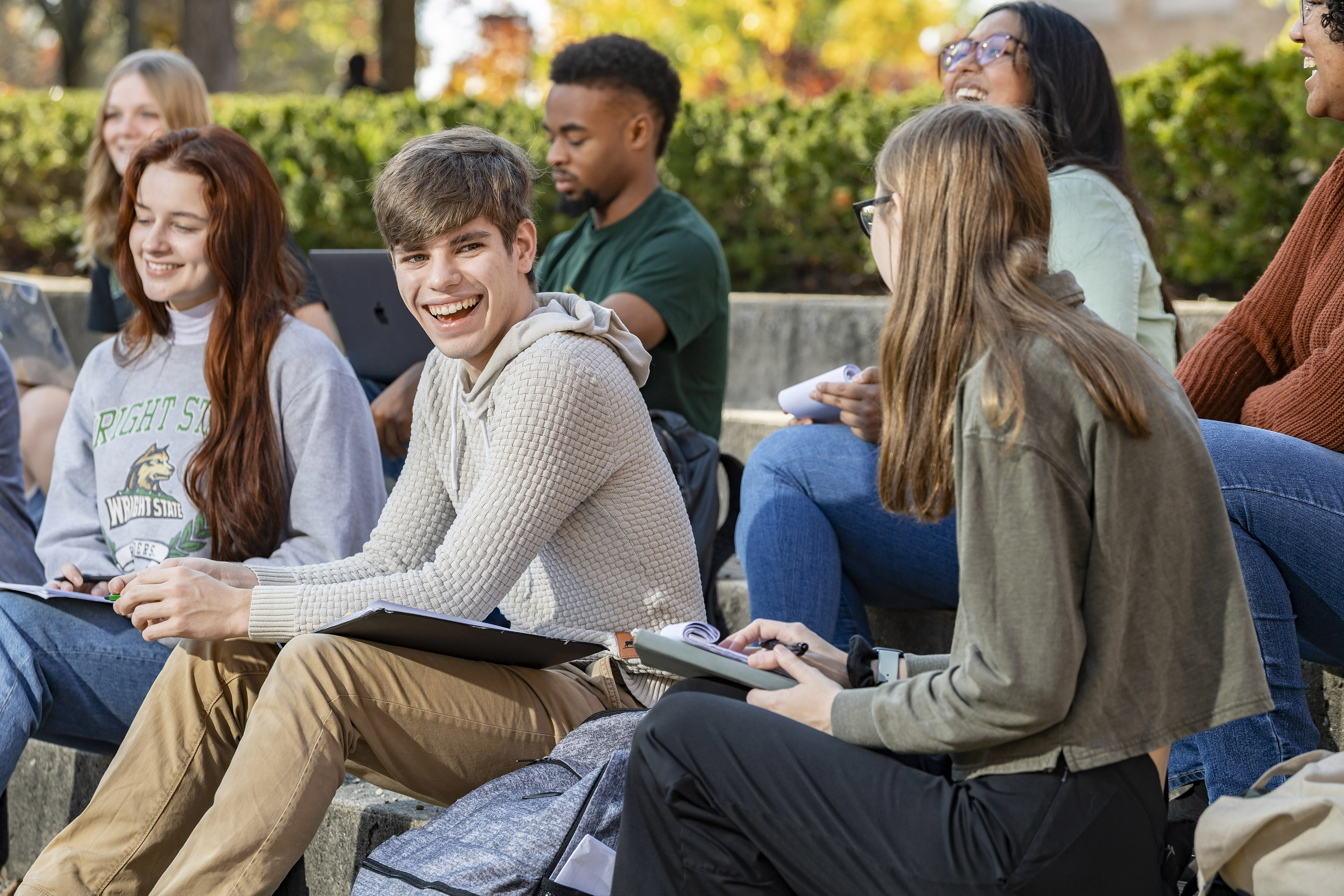 photo of wright state students in a class in the amphitheater