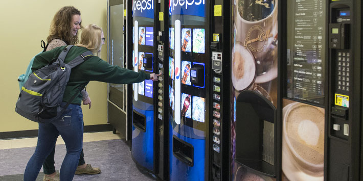 photo of students using vending machines