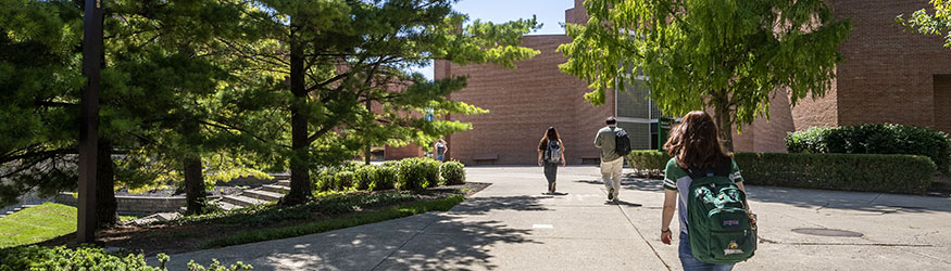 photo of students walking outside on campus