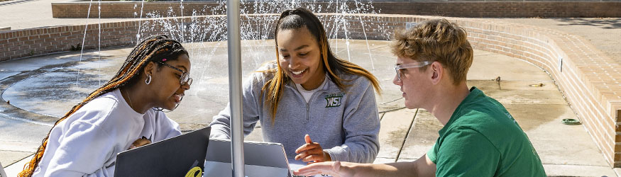 photo of students sitting outside on campus