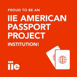 logo that reads proud to me an IIE american passport project institution