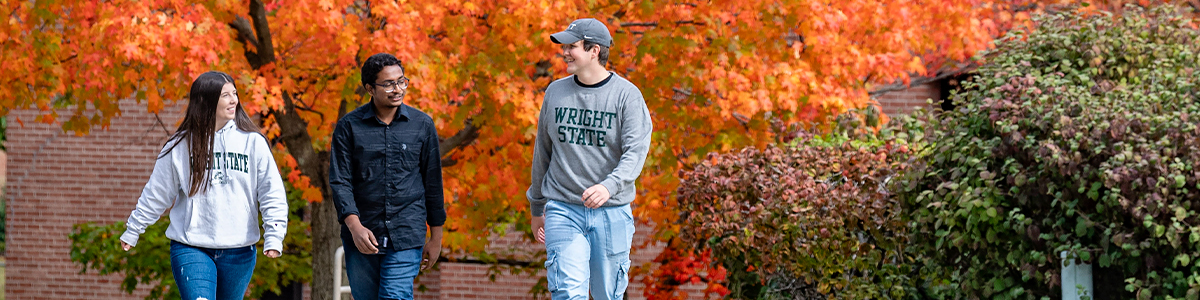 Students walking on Wright State's Dayton campus